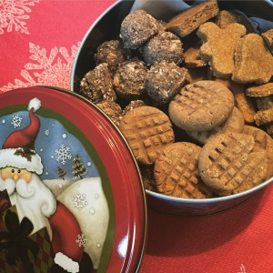 Christmas tin of dog treats 